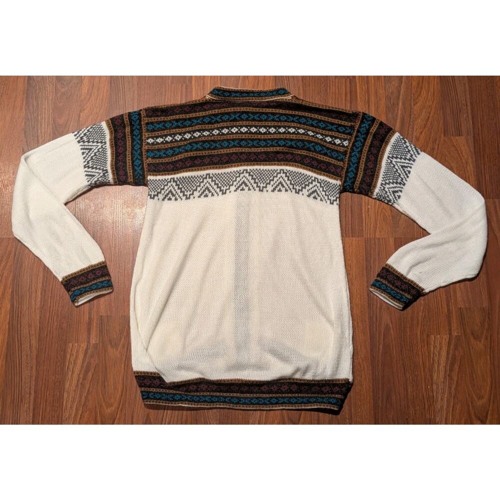 Bolivian Alpaca Wool Cardigan Small Fair Isle Andean Full Zip Handmade New - Picture 3 of 6